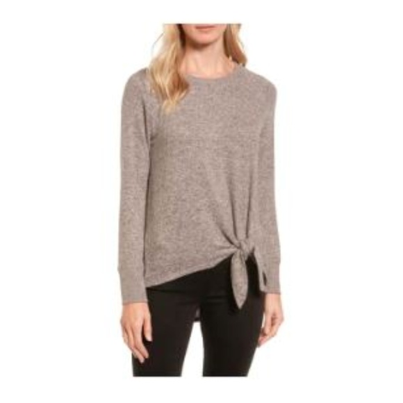 Gibson Sweaters - Gibson | Tie Front Cozy Fleece Pullover